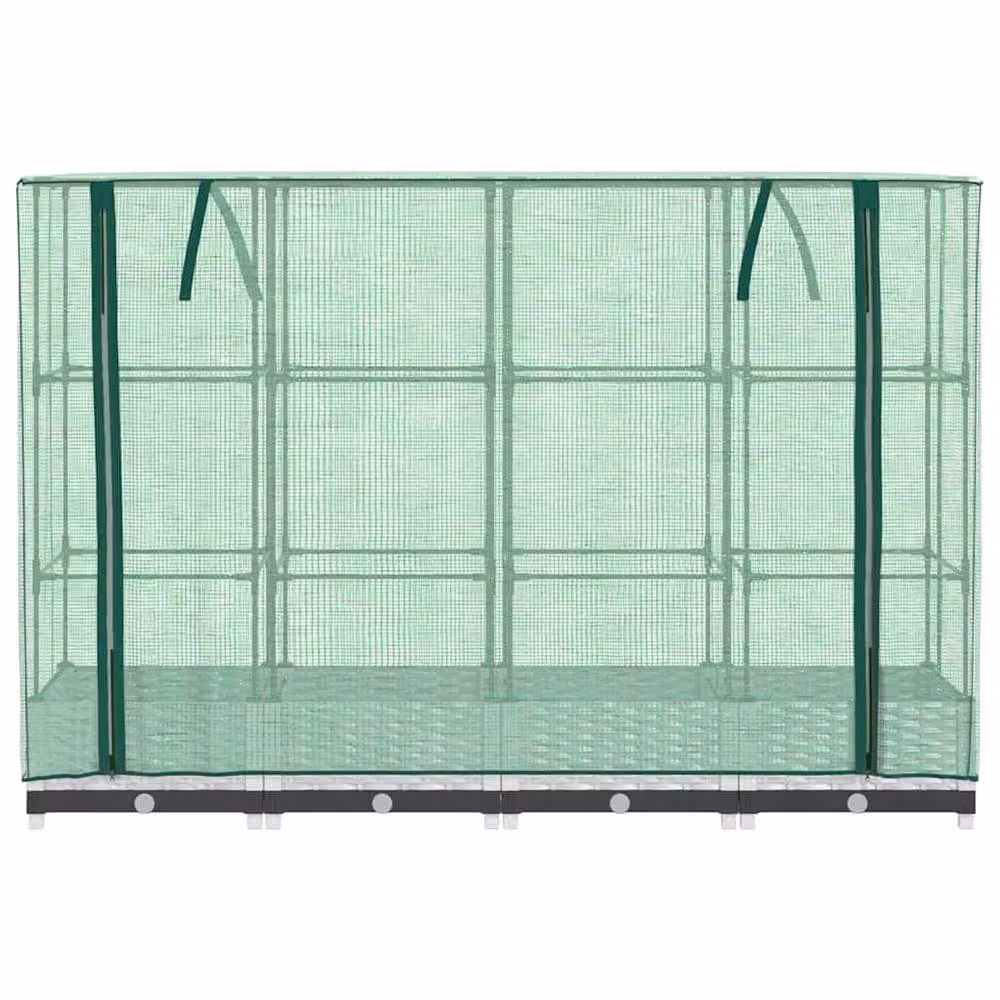 Berkfield Home Raised Bed with Greenhouse Cover in White Rattan Look, W/D/H: 160 x 40 x 123 cm – 3