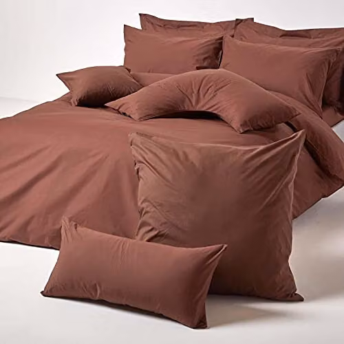 Homescapes Chocolate Brown Egyptian Cotton Percale Euro Pillowcase with Zip, W/D/H: 60 x 60 x 0 cm, 200 TC – 3