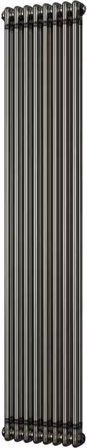 UK Radiators Alpha 2 Column Radiator in Raw Metal Silver, H: 180 cm, W: 37.2 cm