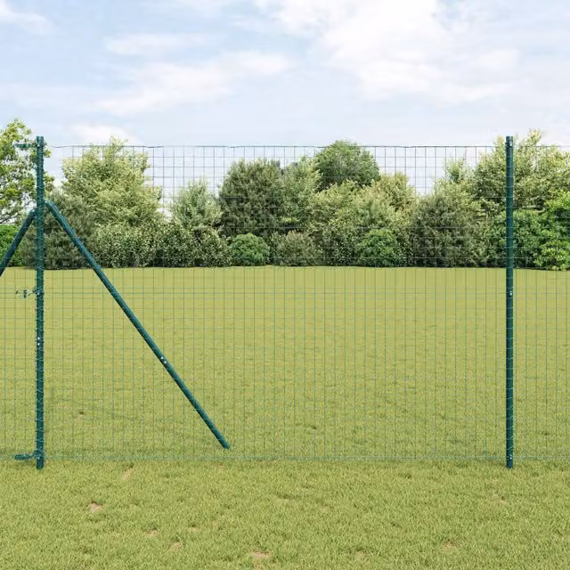 Berkfield Home Euro Fence Green PVC-Coated Steel Fencing, H: 1.6 m x W: 10 m