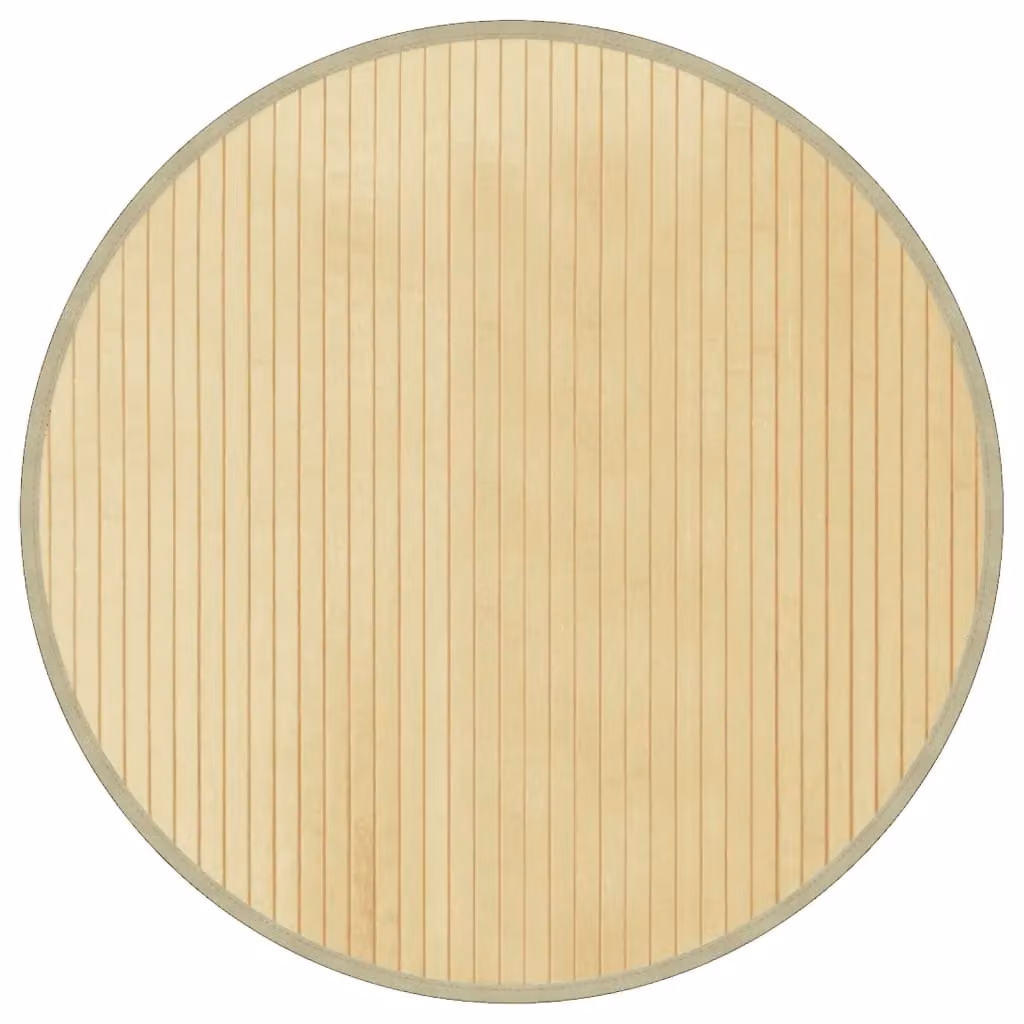 Berkfield Home Round Bamboo Rug in Beige, Diameter: 60 cm – 2