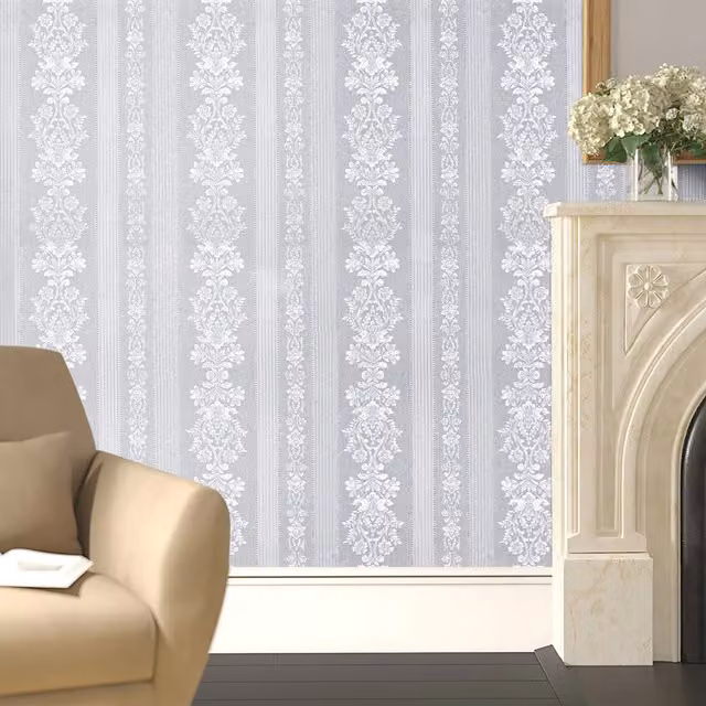 Livingandhome Retro Floral Textured Self-Adhesive Vinyl Wallpaper in White