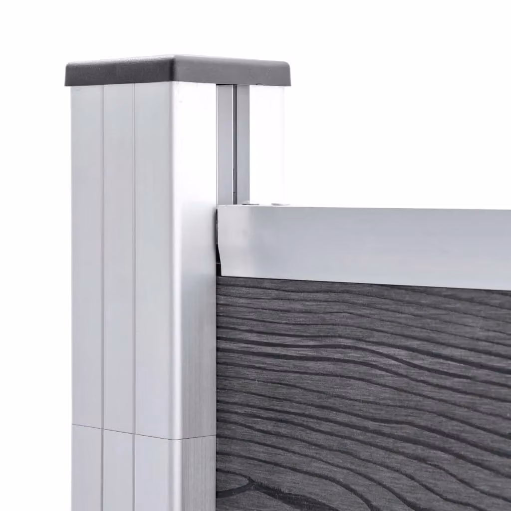 Berkfield Home Grey WPC and Aluminium Garden Fence Panel W: 526 cm, H: 106 cm – 3