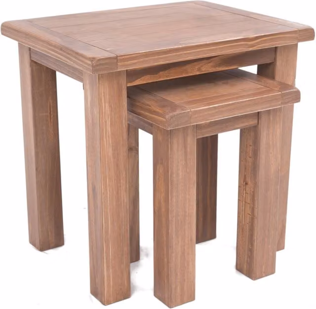 Cabinet Bits Set of 2 Rustic Brown Pine Nest of Tables