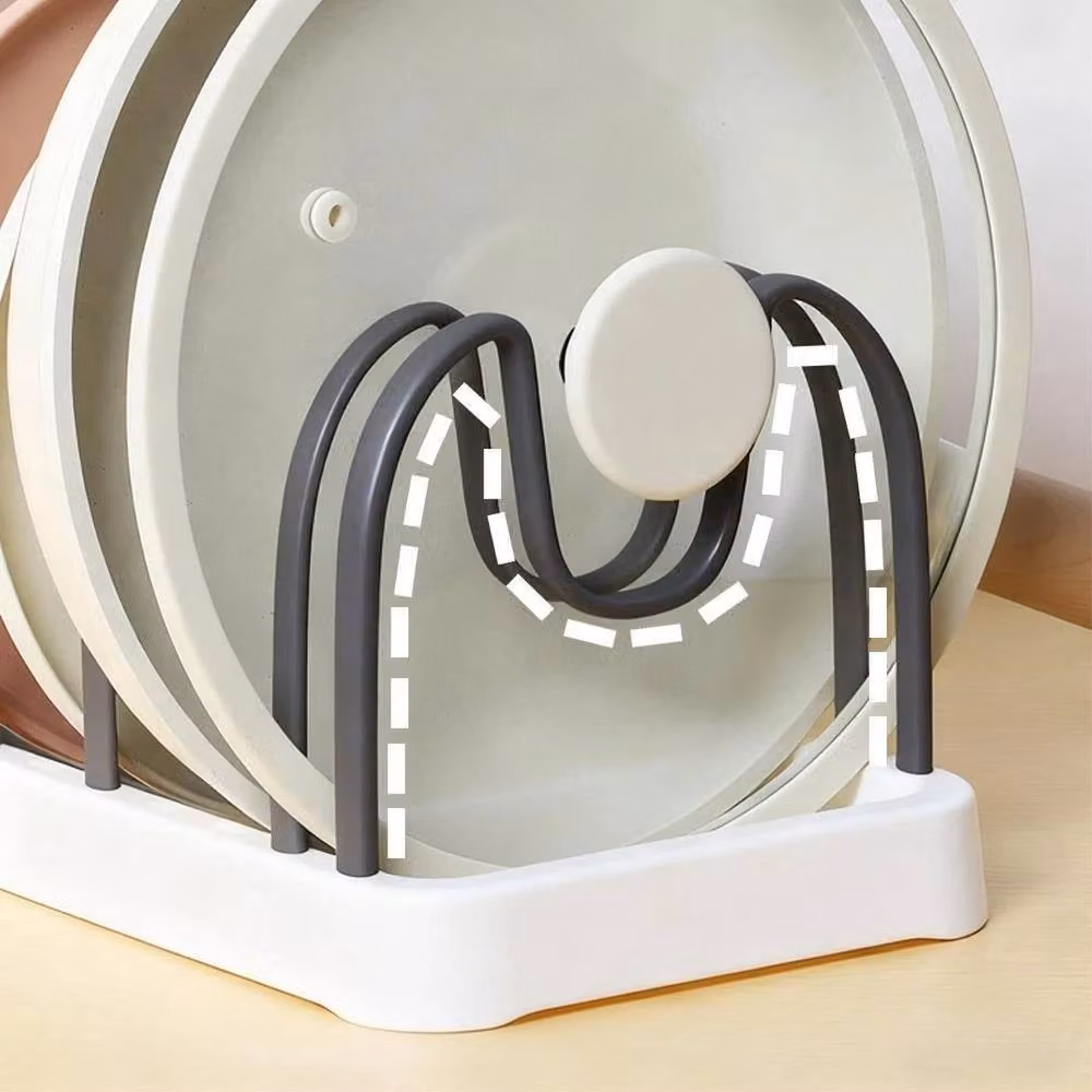 Kelvenix Black Anti-Slip Plastic Kitchen Plate Rack and Pan Lid Holder – 4