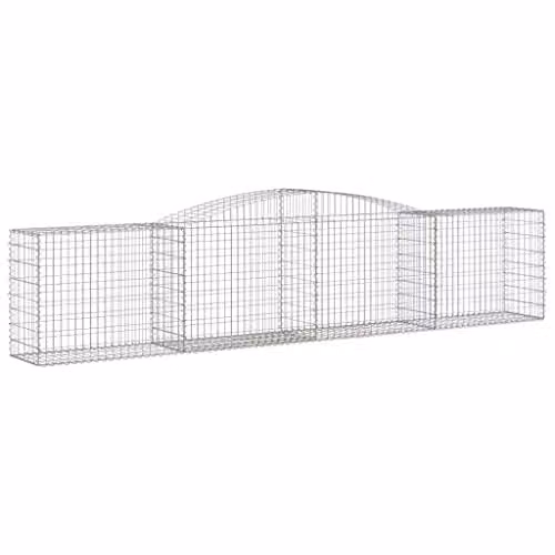 vidaXL Arched Gabion Baskets, 3 Piece Set, Silver Galvanised Steel, W: 400 cm, D: 50 cm, H: 80-100 cm