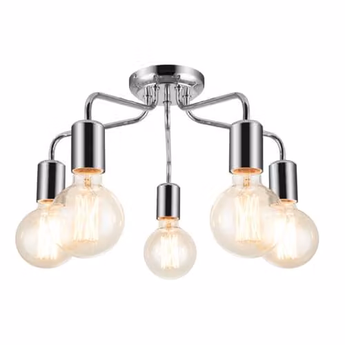 Cosylyte Fraser 5 Light Modern Metal Ceiling Flush Light, Chrome, W/D/H: 41 x 41 x 19 cm