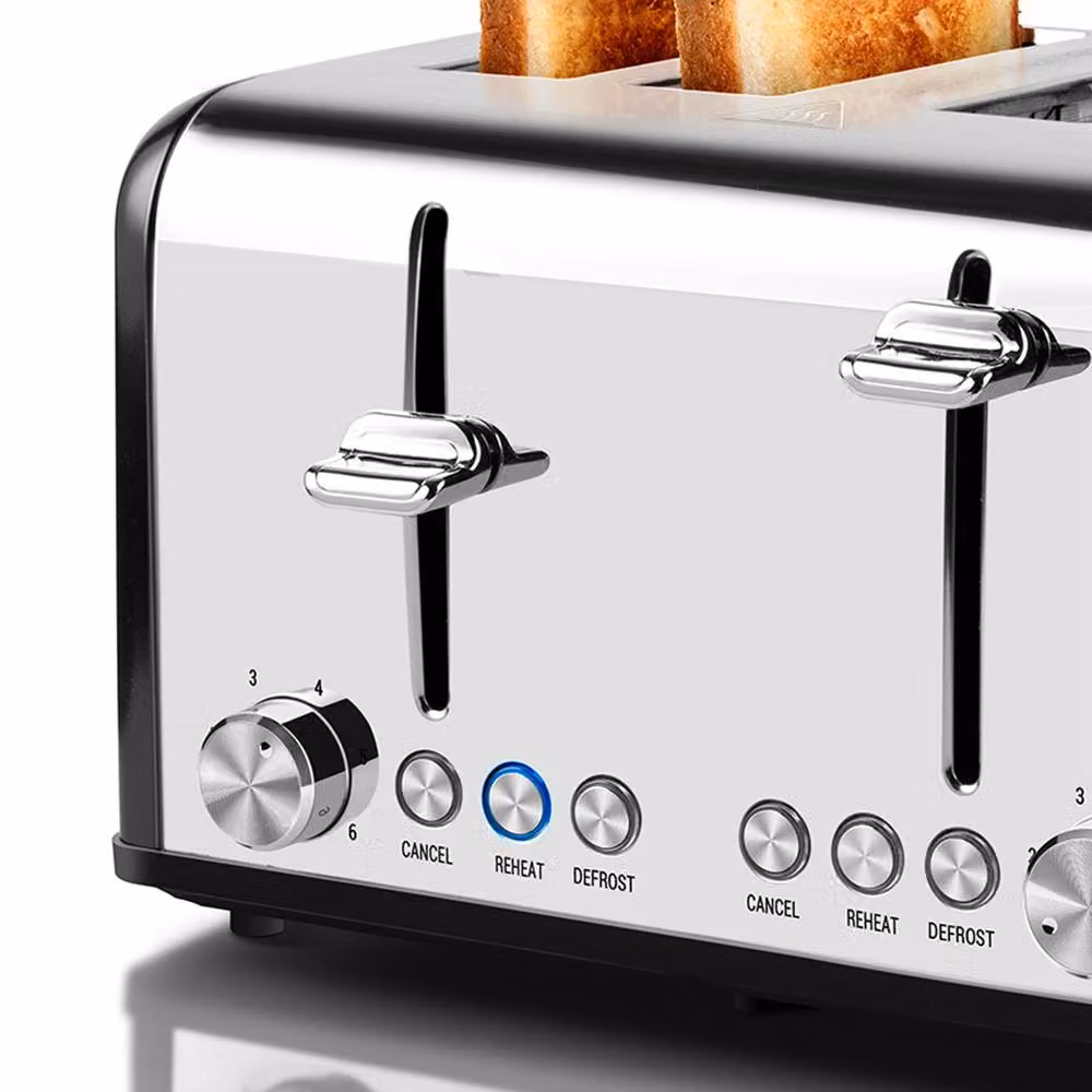 Cusimax 4 Slice Toaster with Extra-Wide Slots and 6 Browning Levels in Black Stainless Steel – 6