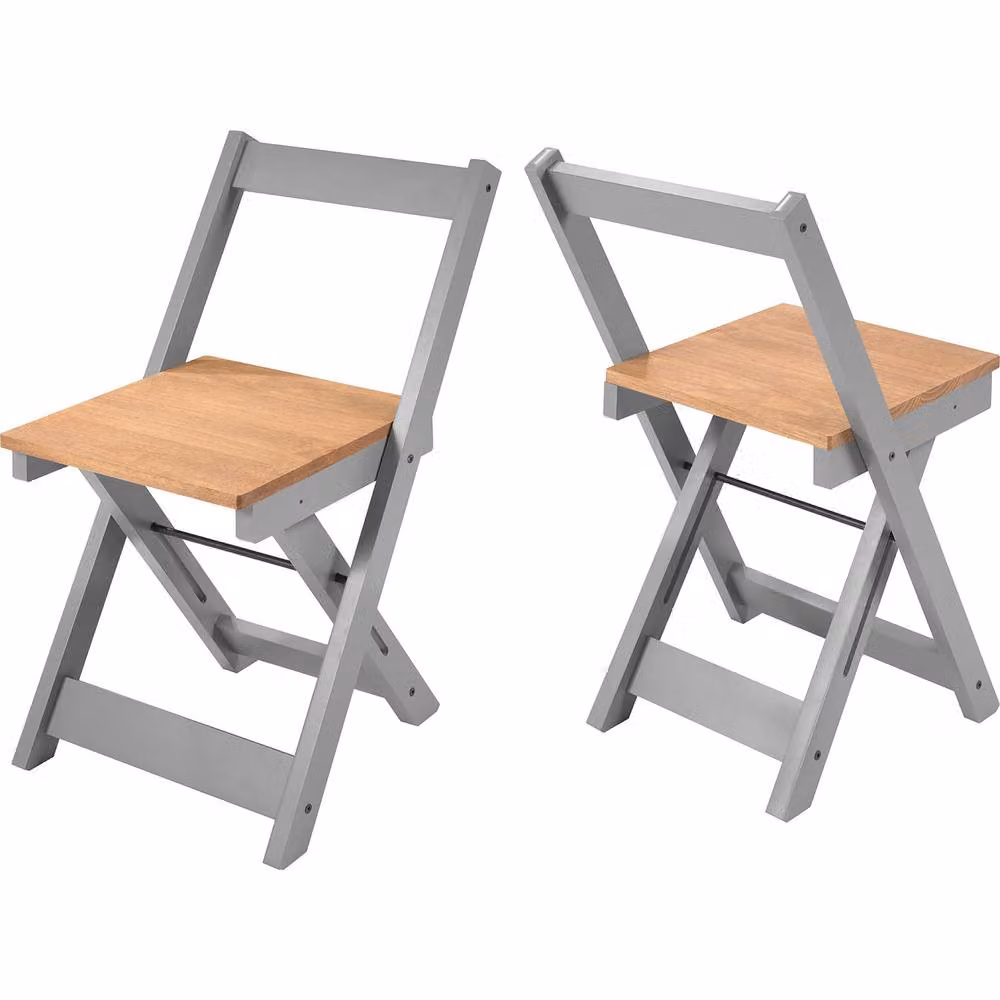 Seconique Santos Folding Dining Chairs, Box of 2, Grey Slate and Distressed Waxed Pine – 2