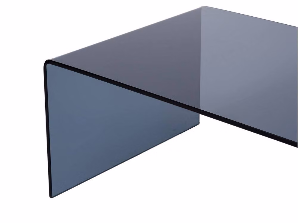 Vente-unique ALONZO Curved Smoked Tempered Glass Coffee Table in Black and Transparent – 3
