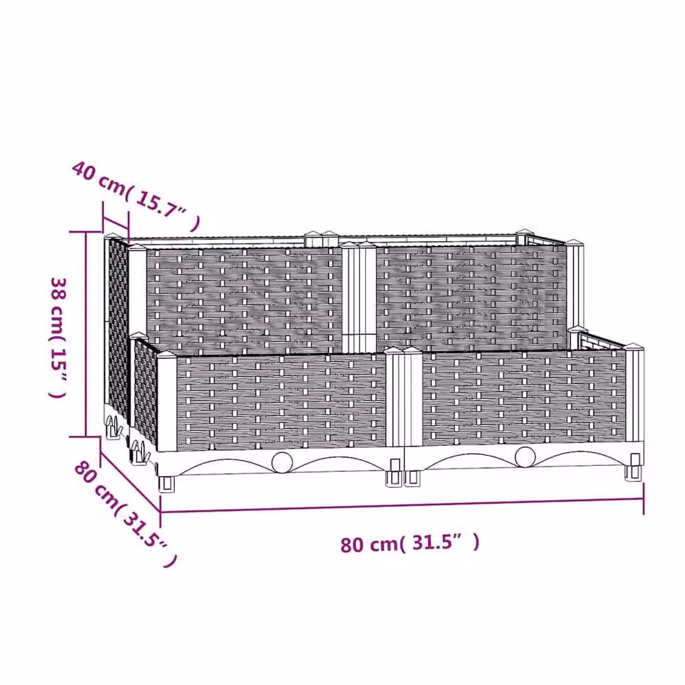 Berkfield Home Black Polypropylene Raised Bed W/D/H: 80 x 80 x 38 cm – 4