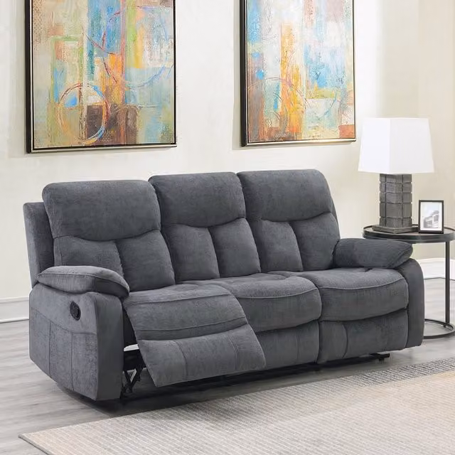 Denby 3 Seater Manual Recliner Sofa in Grey Fabric