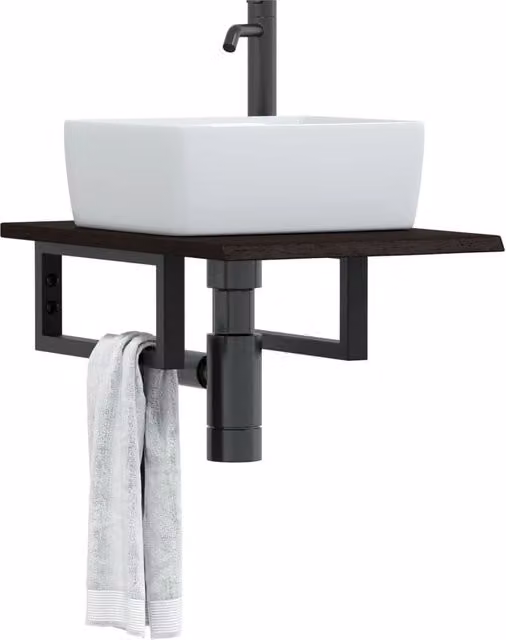 Berkfield Home Wall Mounted Basin Shelf in Brown Oak and Steel
