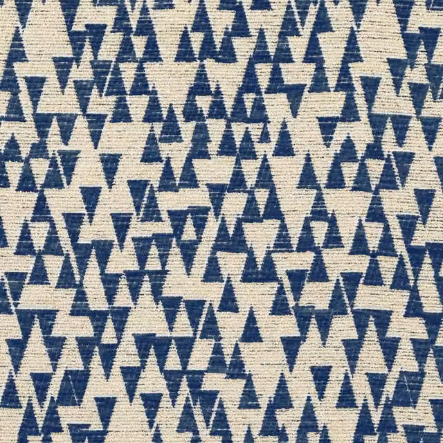 Ante Decor Hermes Chenille Fabric Rug in Almond and Indigo Blue