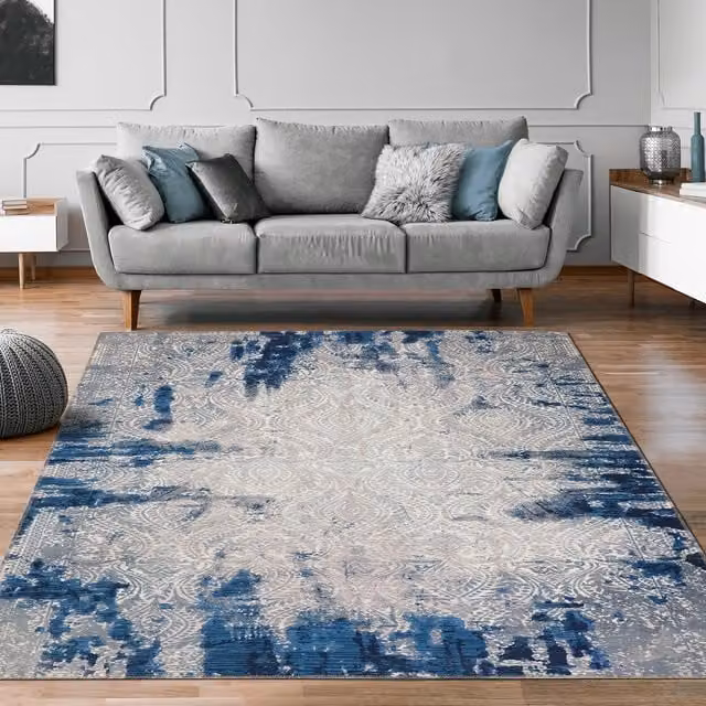 Woohoo Furniture Boston Ombre Chenille Flatweave Rug in Blue and Grey, W: 100 cm, L: 200 cm