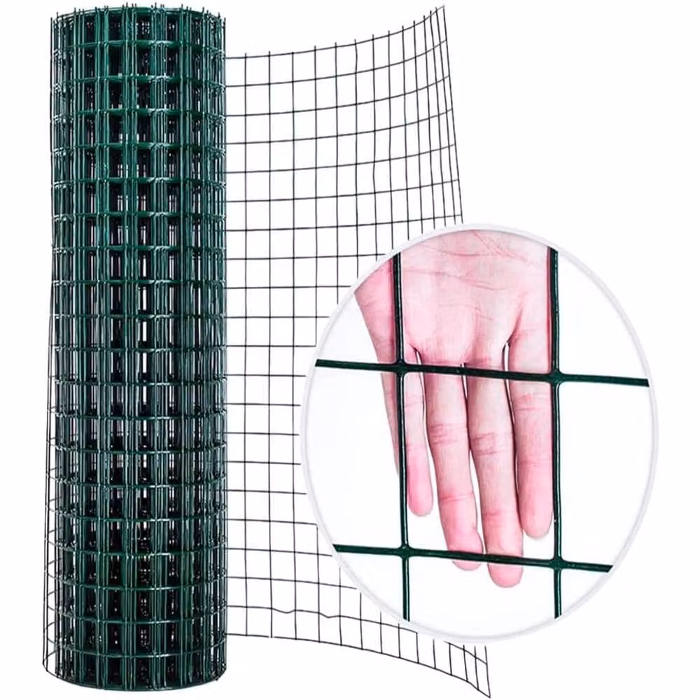 Hygrad PVC Coated Welded Mesh Fence Wire Guard Barrier Netting, Green, H: 120 cm, W: 25.4 cm, D: 0.9 cm – 7