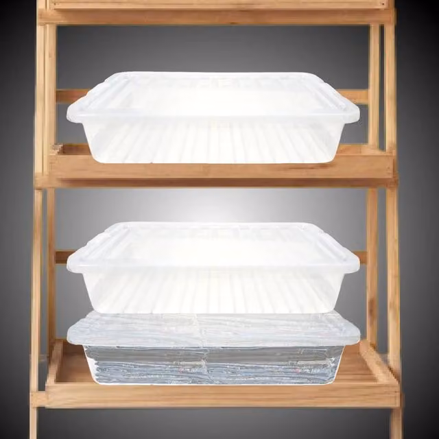 NESTLUNE Set of 2 Plastic Underbed Storage Boxes with Transparent Lids and Wheels, 45L each