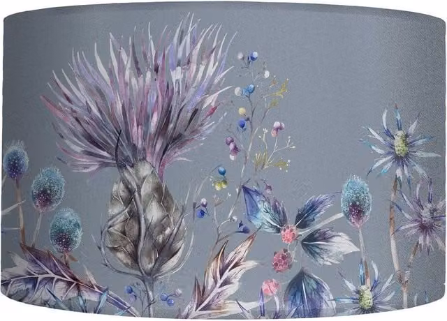 Voyage Maison Elysium Eva Floral Cylinder Lampshade in Petrol Blue and Multicolour, Diameter: 30 cm, Height: 21 cm