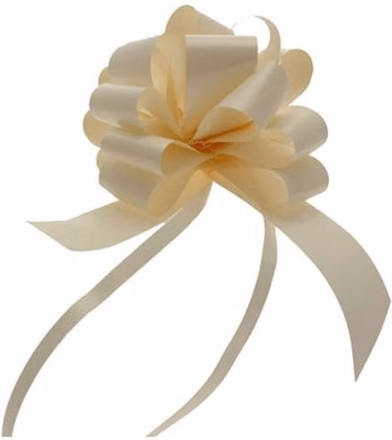 Kingsbury Gifts Pack of 30 Eggshell Beige Pull Bow Ribbons, 31mm