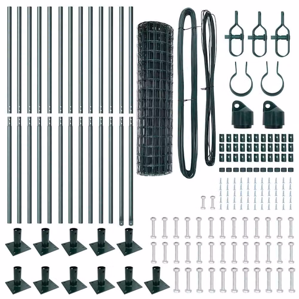 Berkfield Home Green Euro Fence with 13 Flanged Posts, Galvanised Steel, 0.8 x 25 m – 5