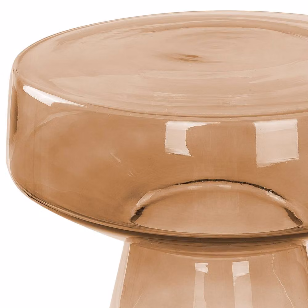 Wyld and Coco Oval Glass Side Table in Brown, W/D/H: 37 x 37 x 43 cm – 3