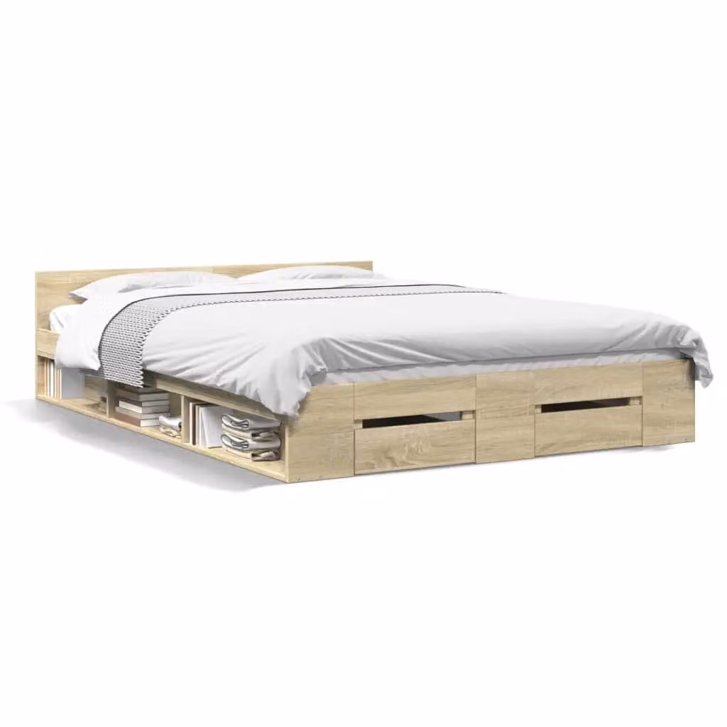 Berkfield Home King Size Bed Frame with Drawers in Sonoma Oak Brown, W/D/H: 150 x 200 cm – 2