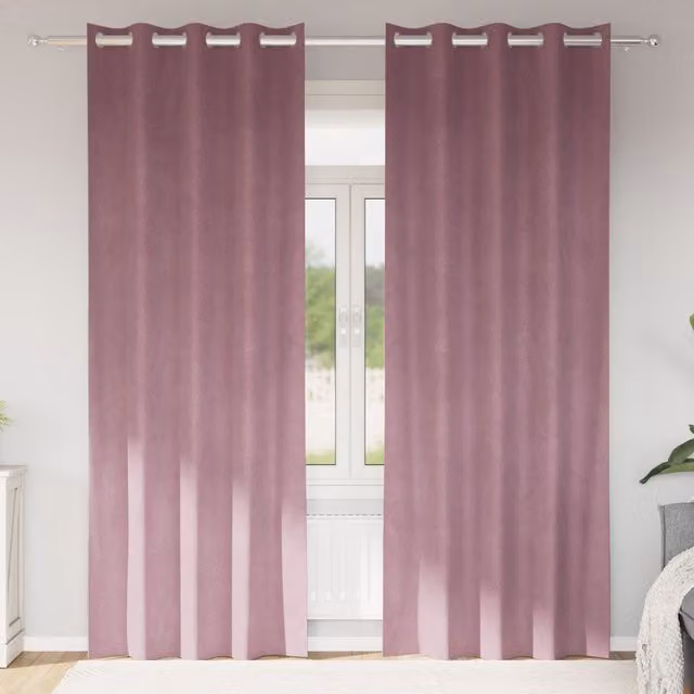 Berkfield Home Dark Pink Velvet Blackout Eyelet Curtains, 2 Pack, W: 140 cm, H: 260 cm