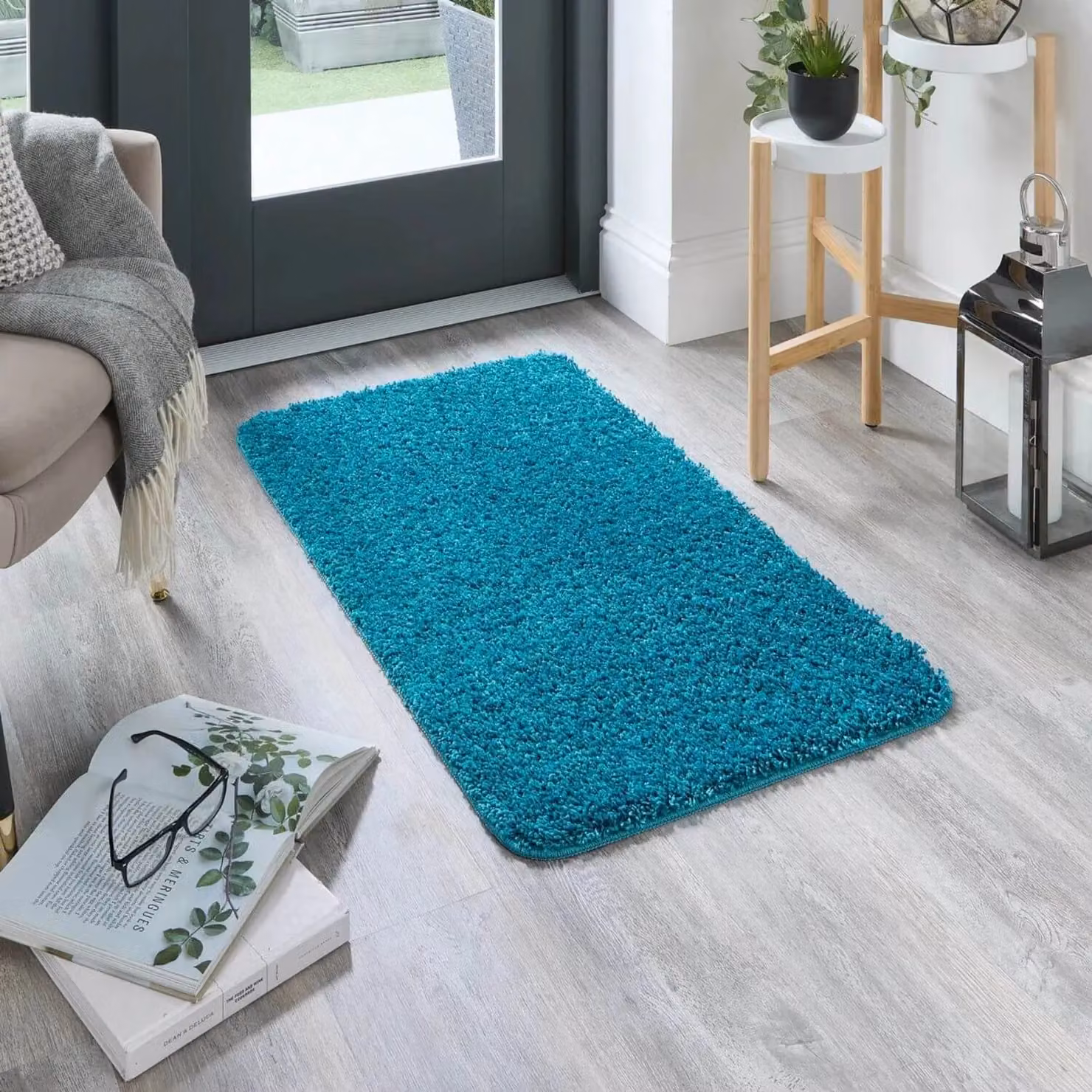 THE RUGS Washable Non Slip Shaggy Plain Rectangular Rug in Petrol, W/D: 140 x 200 cm – 2