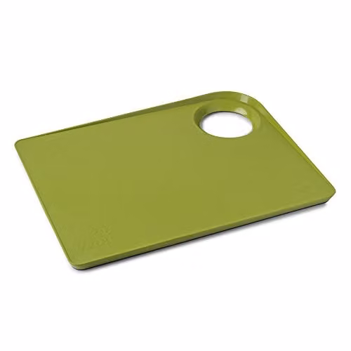 Zeal Straight to Pan Rectangular Kitchen Chopping Board with Non-Slip Base and Handle, Green, W: 38.5 cm, D: 28.5 cm, H: 2.5 cm – 1