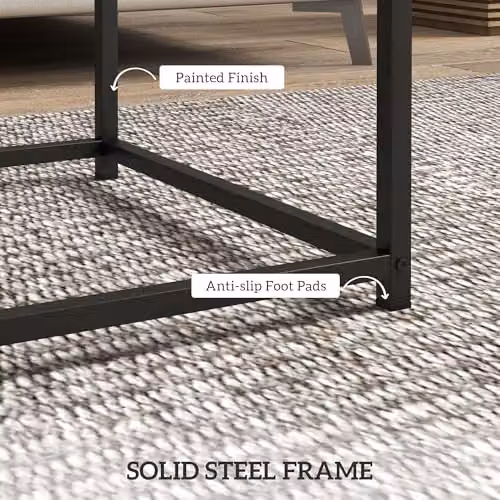 HOMCOM Nest of 2 Coffee Tables with 3.5 cm Thick MDF Tops and Metal Frame, Grey, W/D/H: 45 x 45 x 45 cm – 5