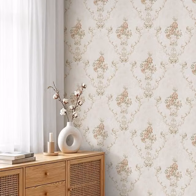 Lifeideas 3D Embossed Non-Woven Floral Botanical Wallpaper in Beige