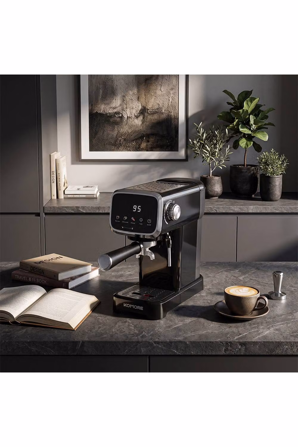 Living and Home Espresso Machine with Milk Frother and Touch Display in Black and Transparent – 6