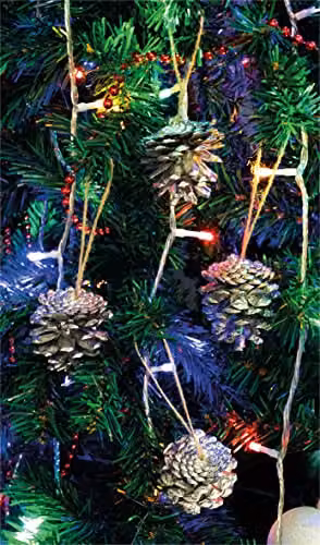 Netagon Pack of 6 Silver Hanging Pine Cone Pendant Decorations for Christmas and Parties – 3
