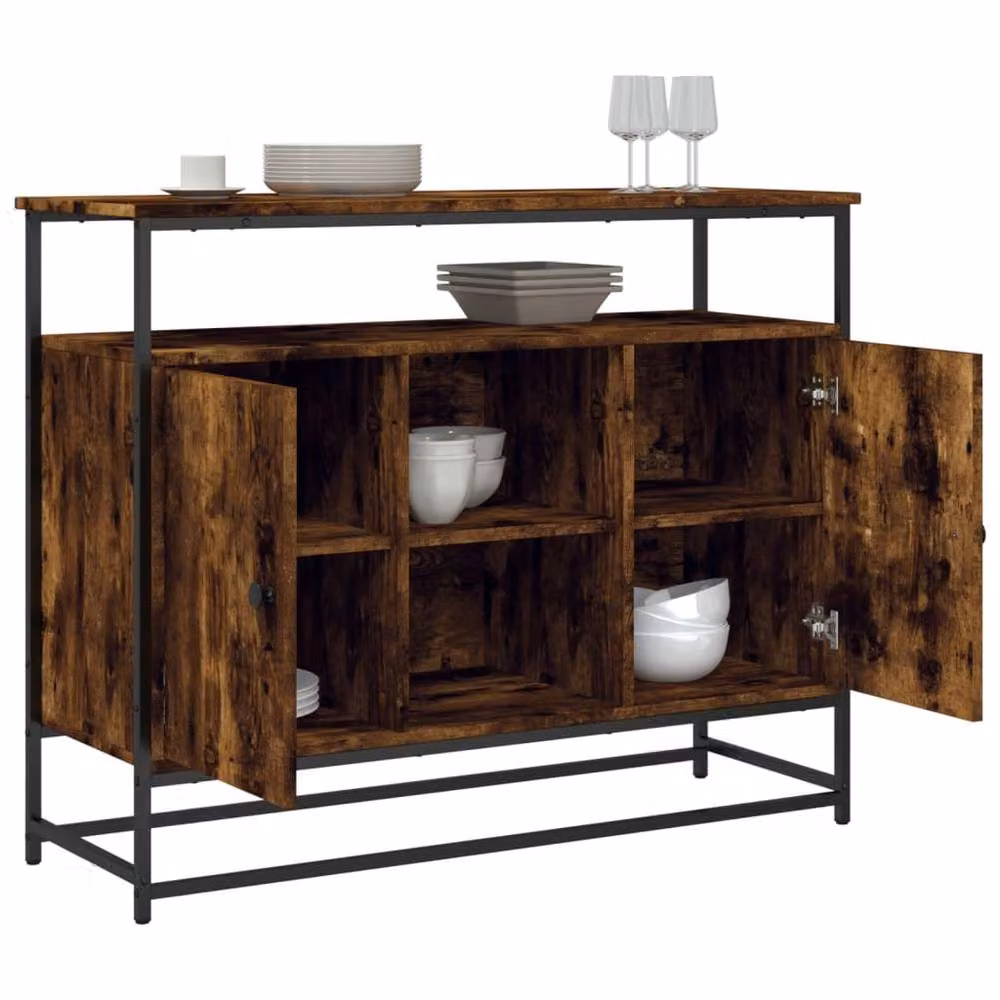 Berkfield Home Smoked Oak Sideboard in Brown, W/D/H: 100 x 35 x 80 cm – 4