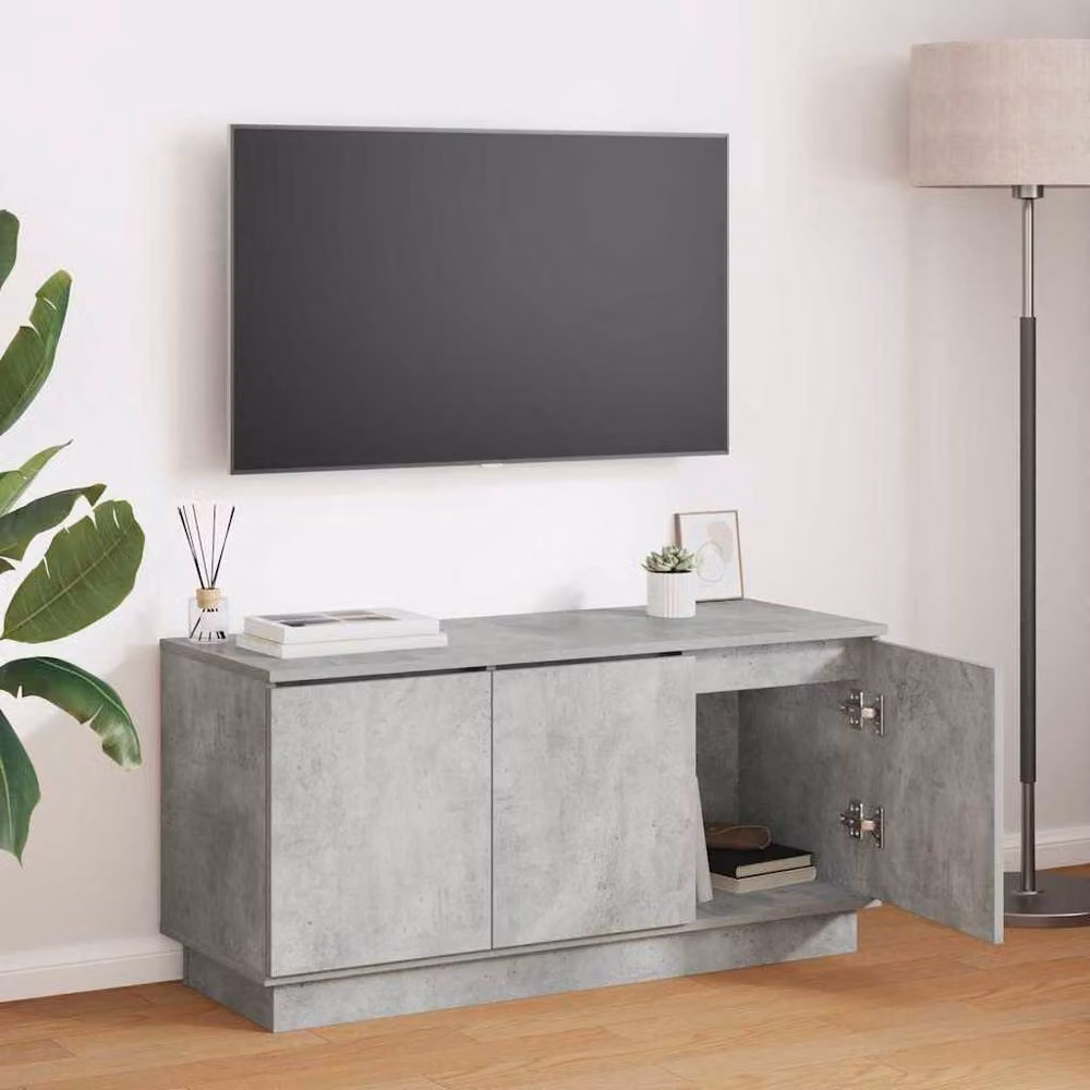 Berkfield Home Modern TV Cabinet in Concrete Grey, W/D/H: 100 x 38 x 49 cm – 2