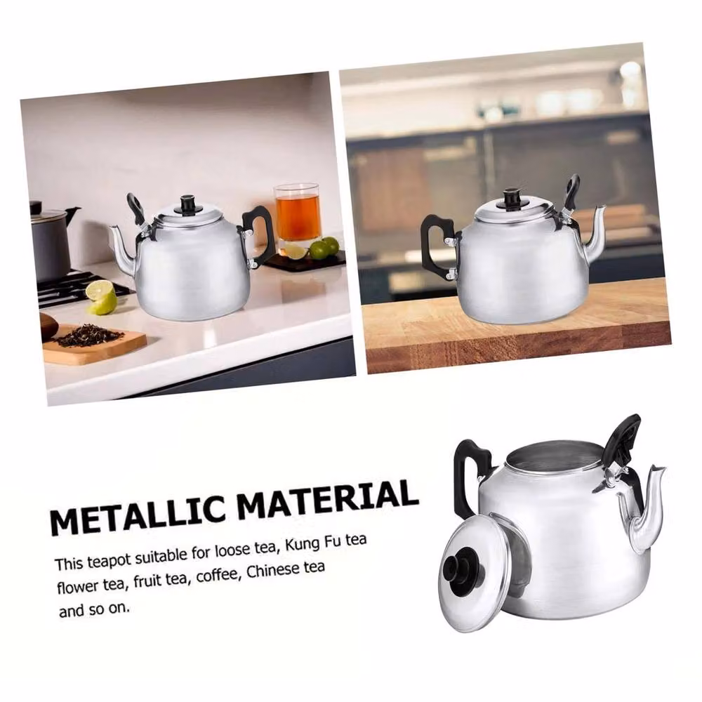 EONLION Silver Aluminium 6 Pint Catering Teapot Kettle with Drip Free Spout – 3
