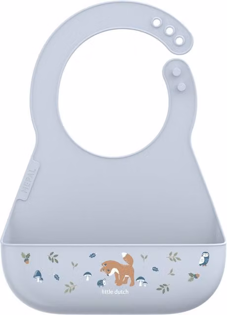 Little Dutch Mio Silicone Crumb Catcher Bib in Blue, BPA-Free and Dishwasher Safe – 1