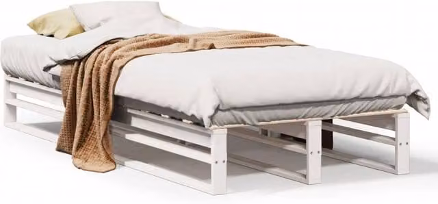 Berkfield Home Single Solid Wood Pine Bed Frame in White, W/D/H: 90 x 190 cm