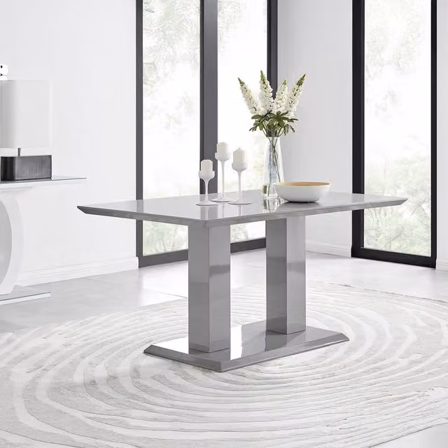 FurnitureboxUK Imperia Modern High Gloss Rectangular Dining Table in Grey, Seats 6