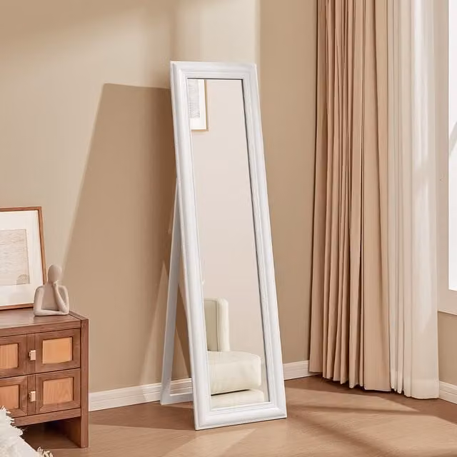 Livingandhome Modern Rectangular Freestanding Wood Floor Mirror in Black and White
