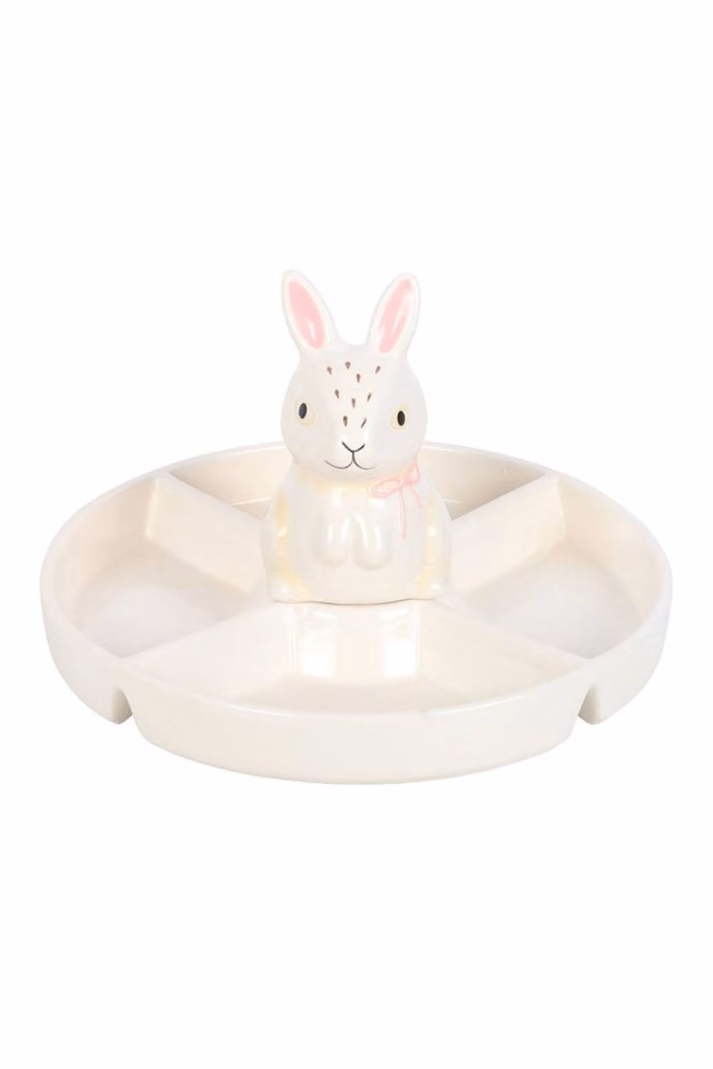KDMD Spring Bunny Ceramic Chip and Dip Snack Plate in White – 2