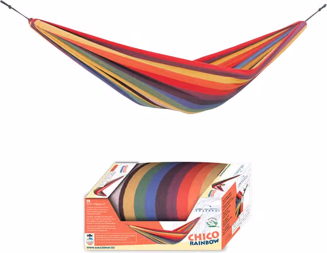 Amazonas Childrens Rainbow Hammock in Multicolour Striped Cotton-Blend Fabric