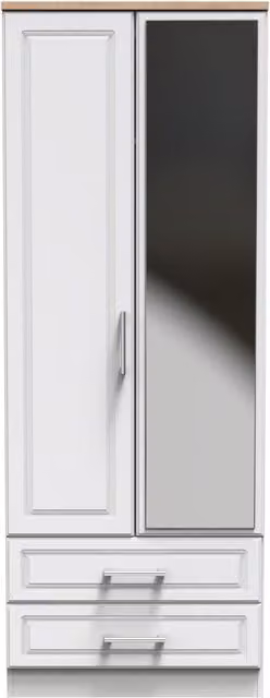 Ready Assembled 2 U Norfolk White 2 Door 2 Drawer Mirrored Wardrobe – 1