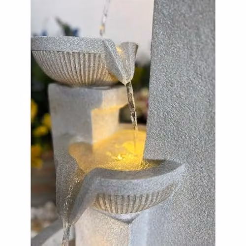 Tranquility Diablo Pour Solar Powered Cascade Water Feature in Natural Stone Effect, W/D/H: 87 x 35 x 31 cm – 3
