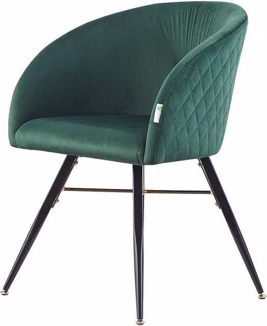 Life Interiors Vittorio Velvet Dining Chair with Armrests in Green and Black Metal Legs – 2