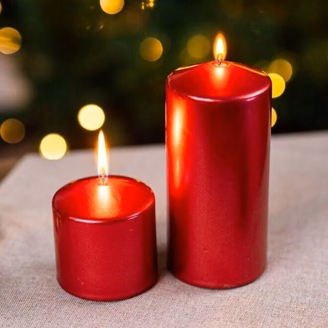 Marco Paul Red Unscented Pillar Candles, Pack of 2