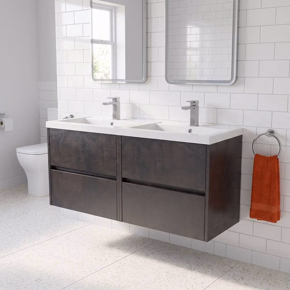 Balterley Chartley Contemporary 4 Drawer Wall Hung Vanity Basin Unit, Grey, Width: 120 cm – 2