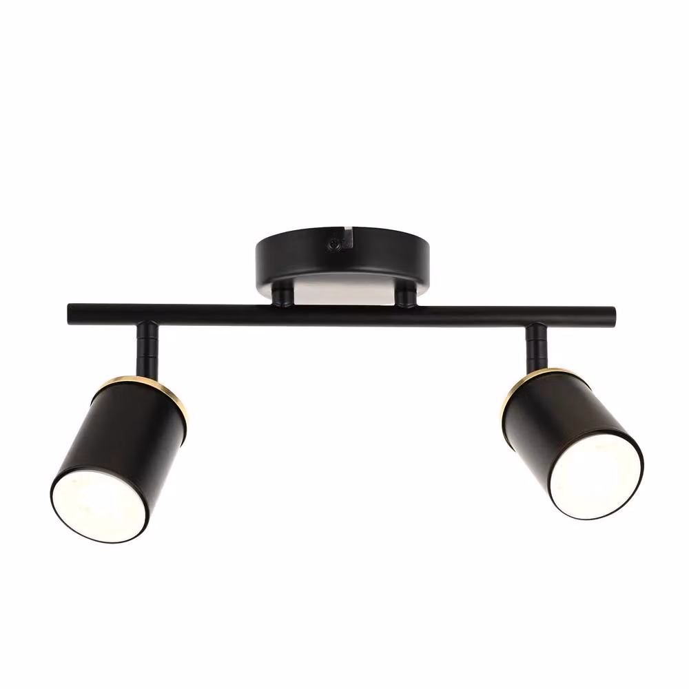 First Choice Lighting Larbert Modern Black and Gold/Brass 2 Way Adjustable LED Ceiling Spotlight Fitting – 2