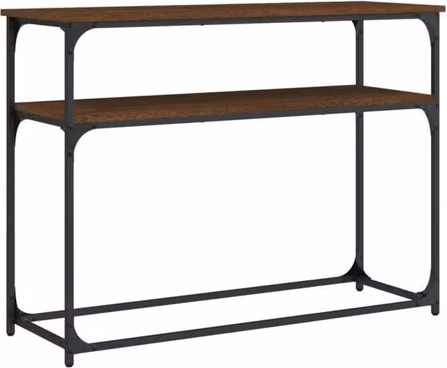 Berkfield Home Industrial Console Table in Brown Oak, W/D/H: 100 x 35.5 x 75 cm
