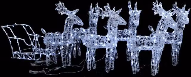 Berkfield Home Reindeers and Sleigh Christmas Decoration with 320 Multicolour LEDs